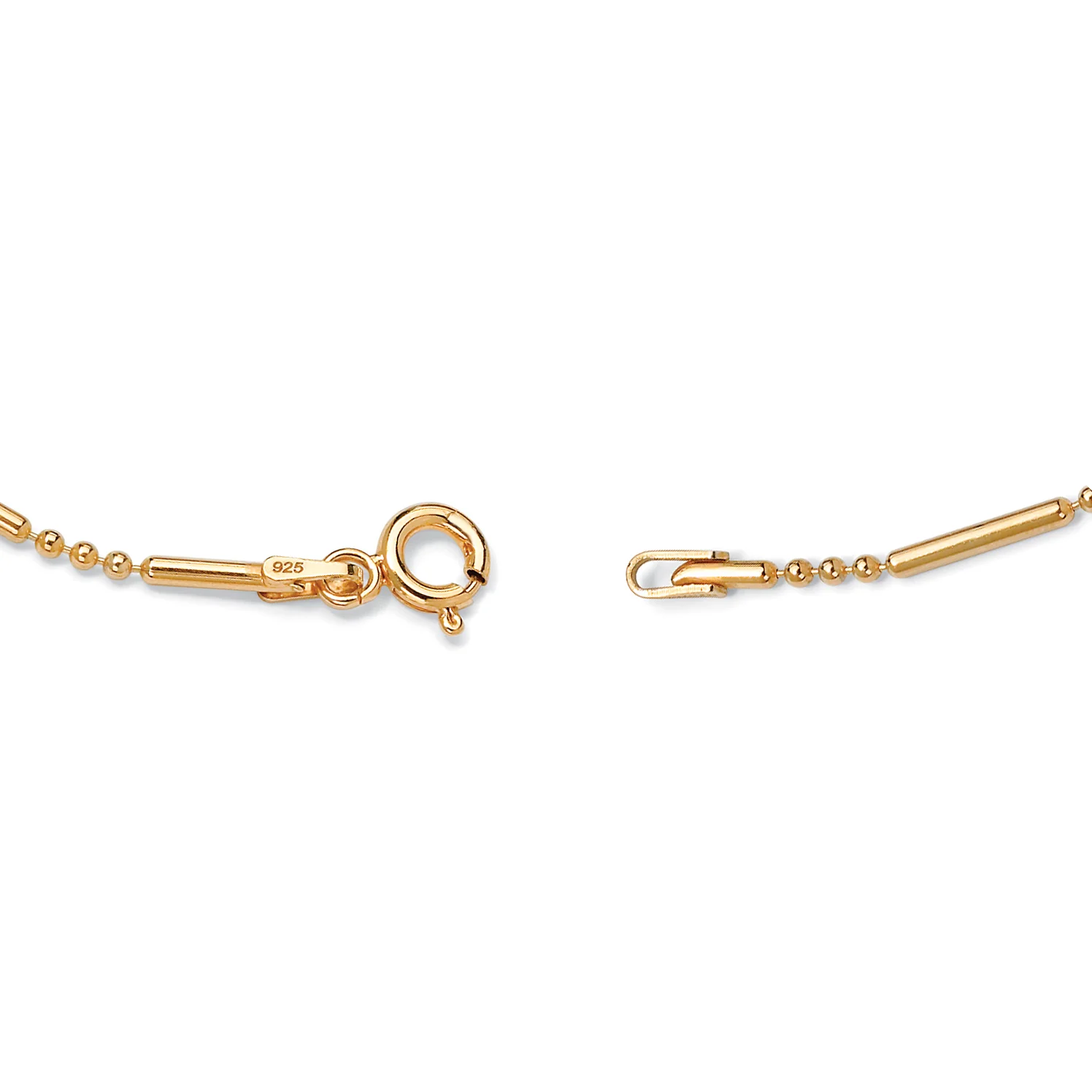 PalmBeach Jewelry 18k Gold-plated Sterling Silver Bar and Bead Link Ankle Bracelet Adjustable 9