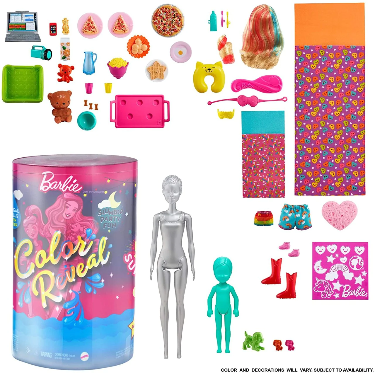 Barbie &a;#174; Color Reveal&a;#8482; Slumber Party Fun Dolls and Accessories