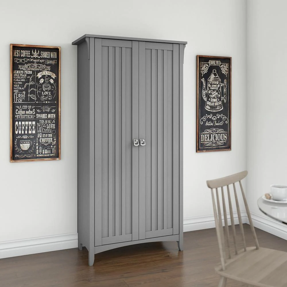 Bush Furniture Salinas Kitchen Pantry Cabinet with Doors Cape Cod Gray