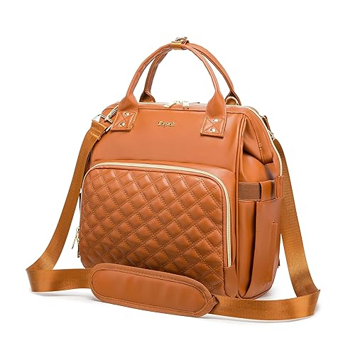 Ezgnuk Small Diaper Bag, Mini Baby Backpack, Multi-function Waterproof Travel Tote Work Bag (Brown)