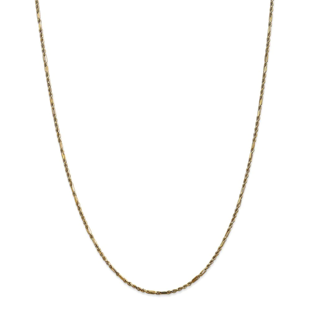 Jewelryweb 14k Yellow Gold 2.0mm Milano Rope Chain Ankle Bracelet - 10 Inch