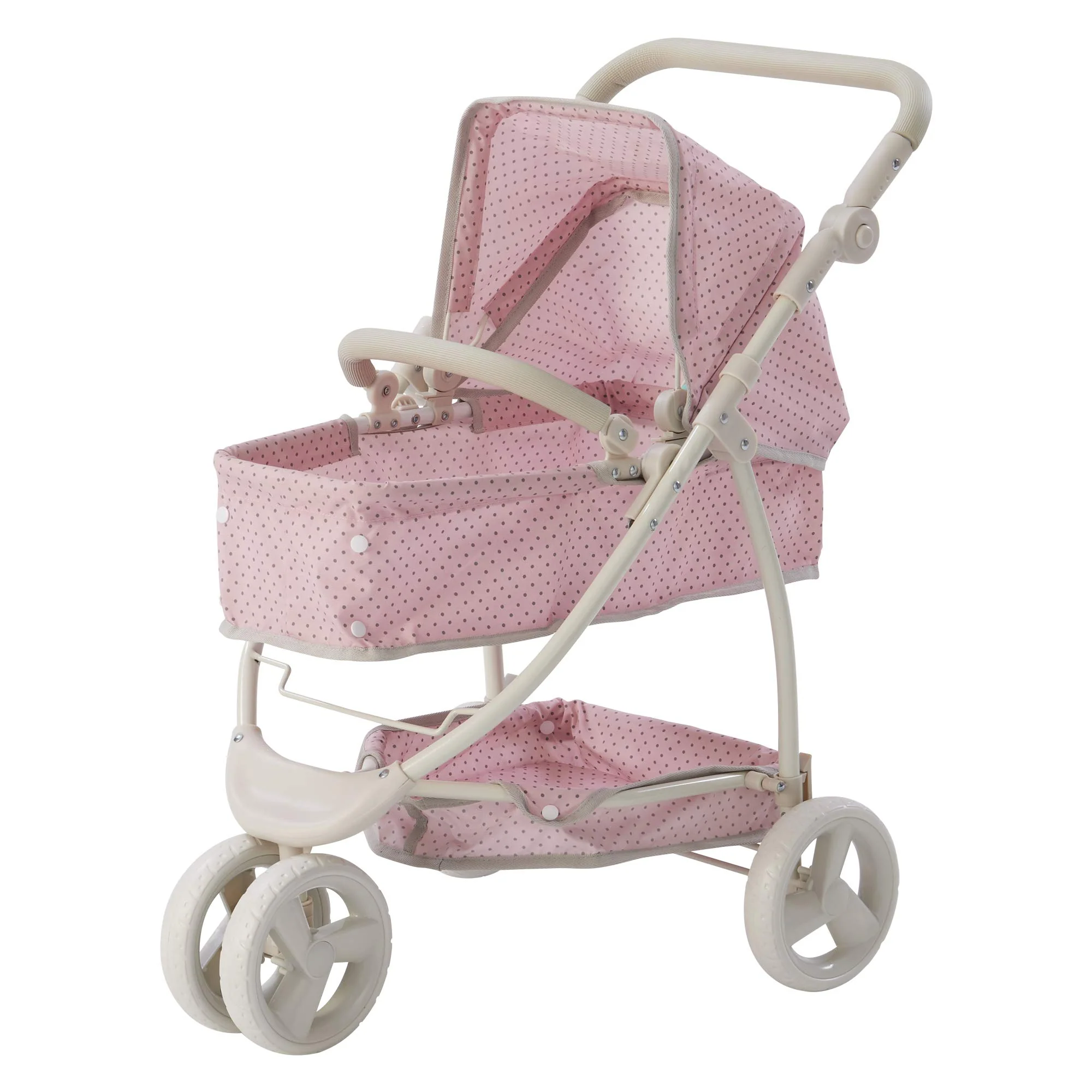 Olivia&s;s Little World 2-in-1 Convertible Baby Doll Stroller with Retractable Canopy, All-Terrain Wheels, and Adjustable Handle,