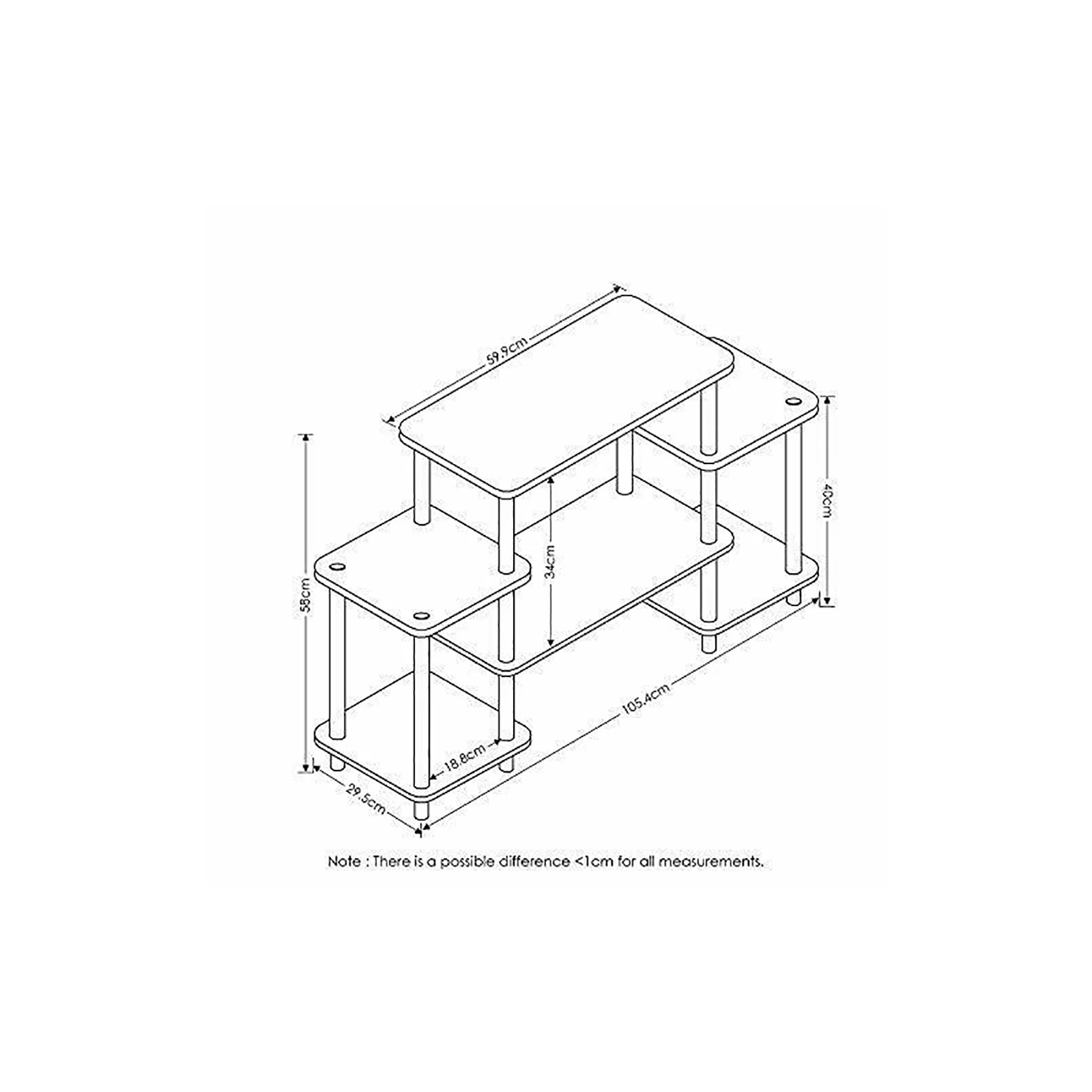 FURINNO Turn-N-Tube No Tools Entertainment TV Stand - Dark Brown