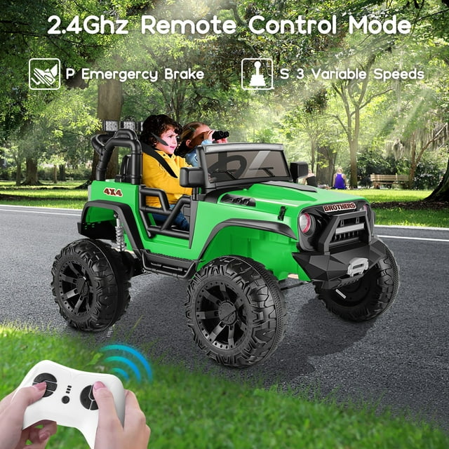 Hikole 2 Seater Kids Ride On Car Truck, 24V 9AH Battery Powered Toy Car,Spring Suspension&a;Remote Control,400W Motor,3 Speeds,LED Lights