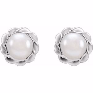 Paris Jewelry 14K White Gold Cultured White Freshwater Pearl Rope Earrings