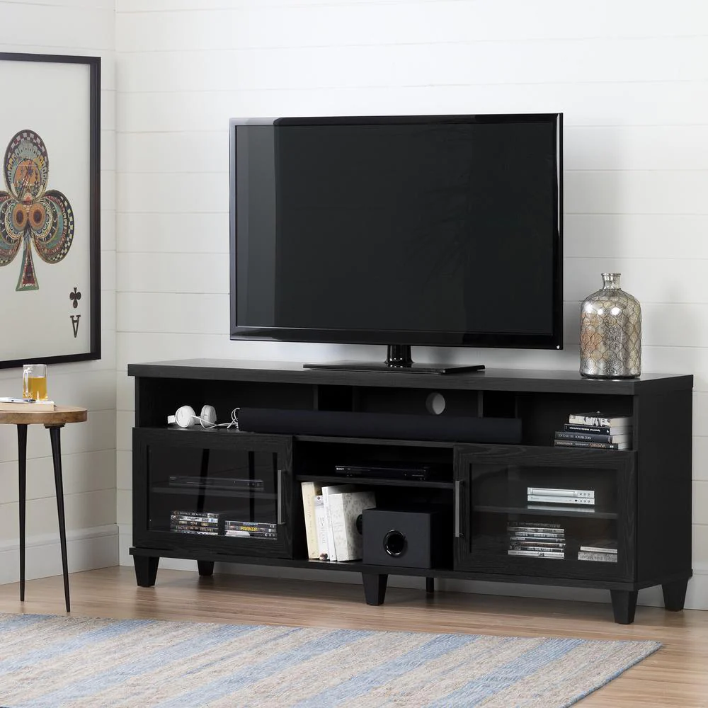 South Shore Adrian TV Stand for TVs up to 75&s;&s;, Black Oak
