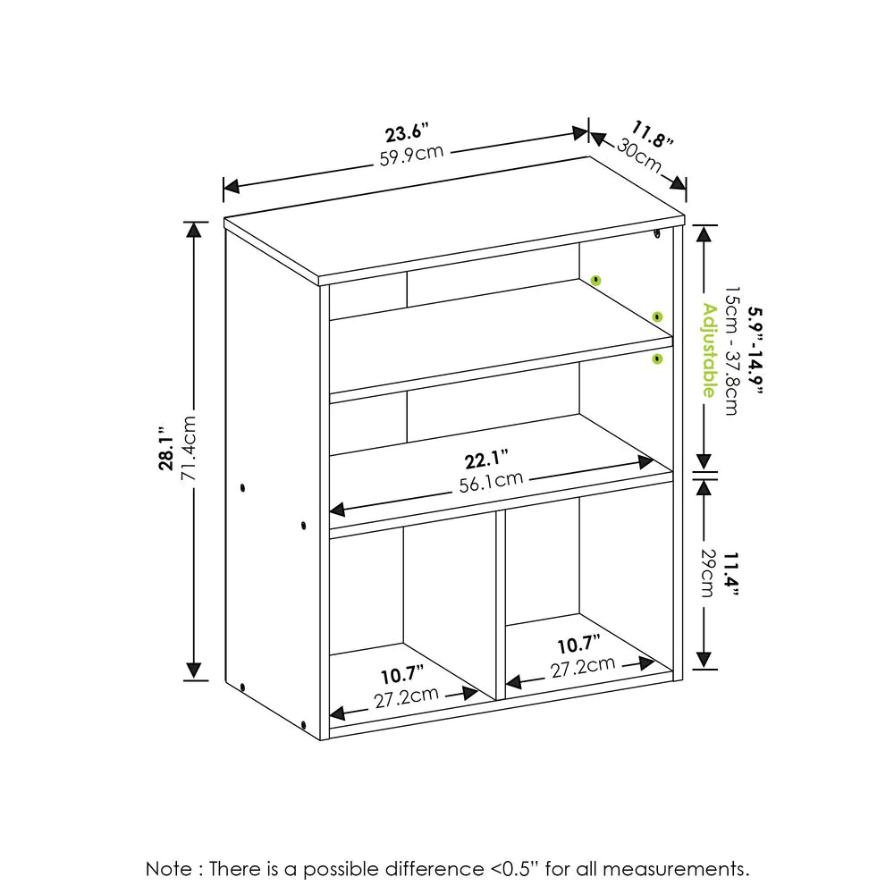 Furinno Pasir 3 Tier Display Bookcase, White