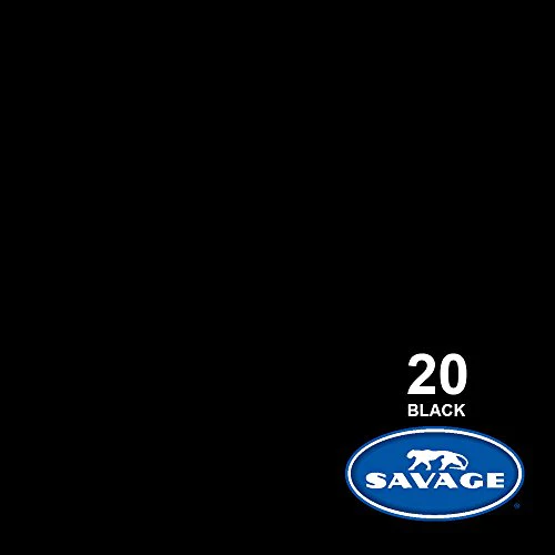 Savage Seamless Paper Photography Backdrop - #20 Black (86 in x 36 ft) for YouTube Videos, Live Streaming, Interviews and Portra