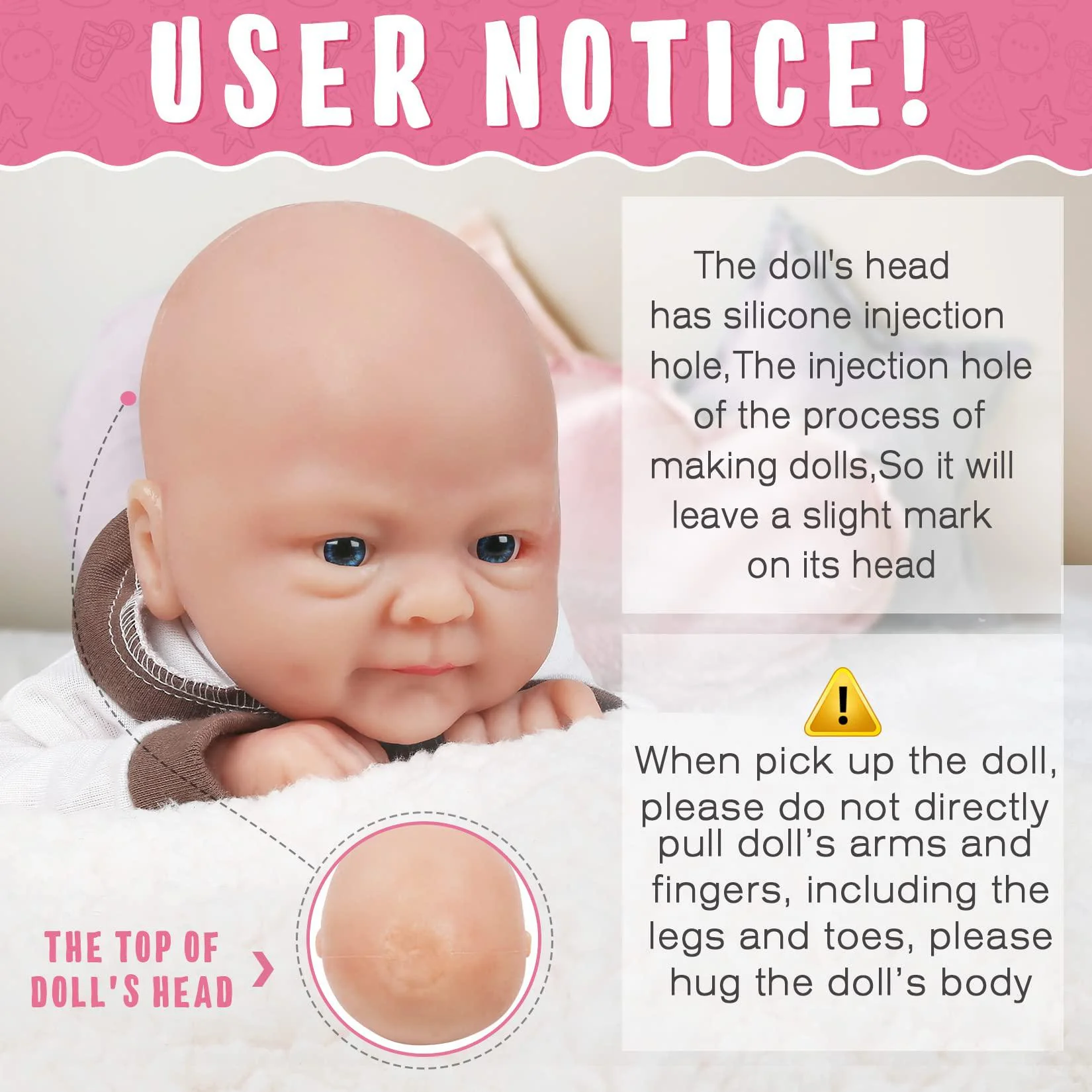 vollence 14 inch full body silicone baby dolls,not vinyl dolls,soft realistic real silicone baby doll bald, lifelike newborn
