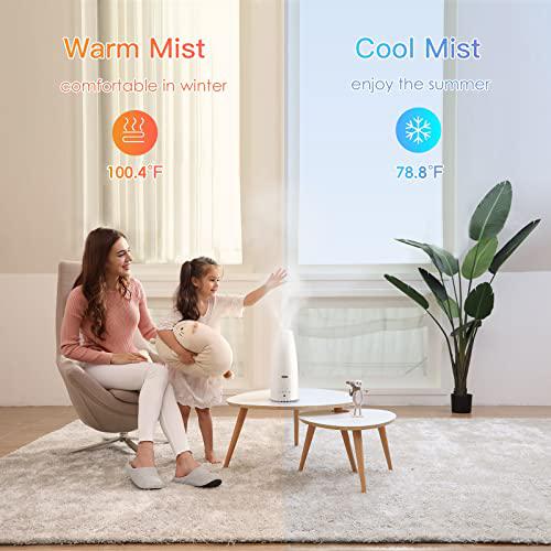 elecameier warm and cool mist humidifier for home/bedroom with remote control 2.3l smart air humidifier for desk/office/bedro