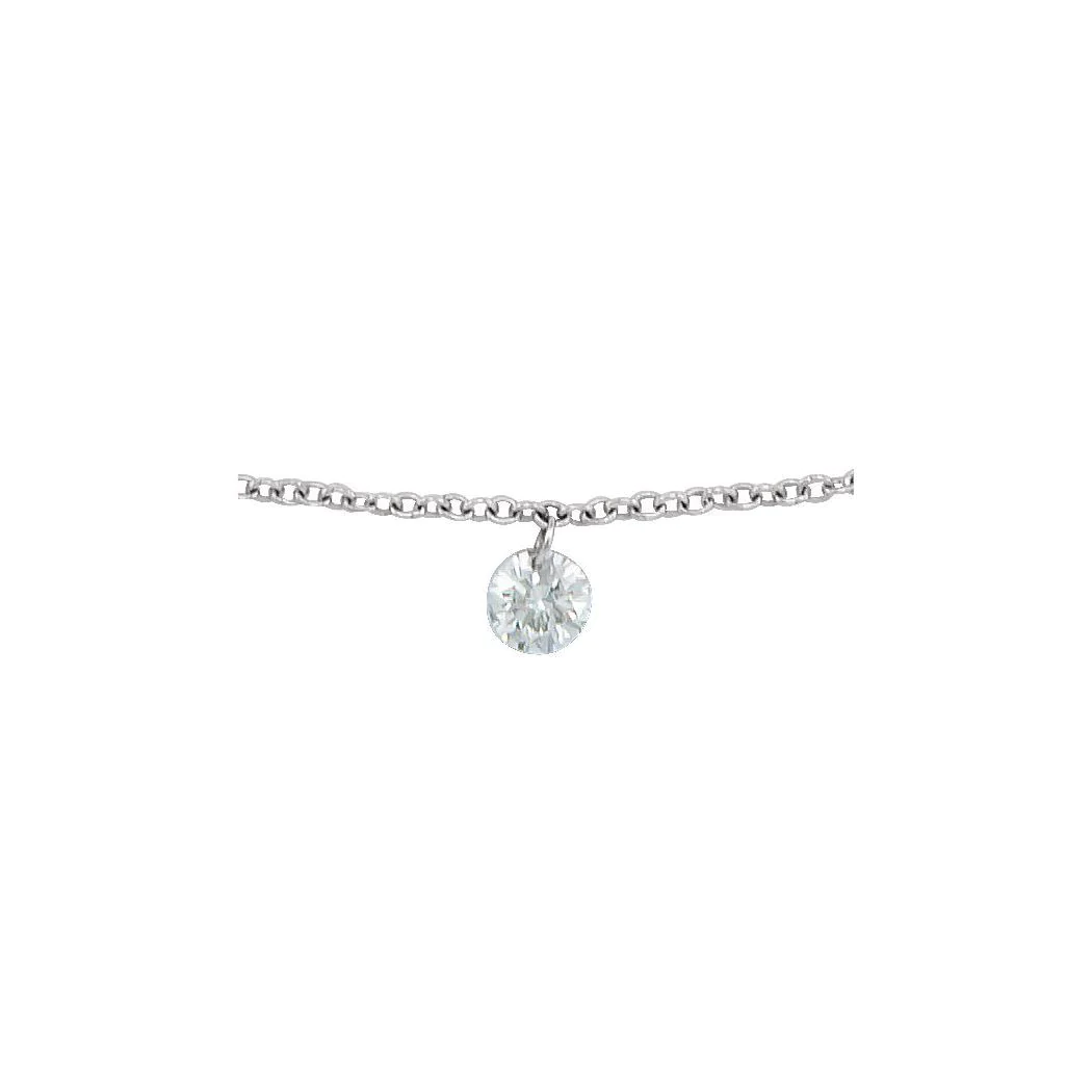 Jewelryweb 14k White Gold Anklet Round Natural Diamond 3.5mm  0.17 Carat I1 G-h 9 Inch Polished 1/6 Solitaire A