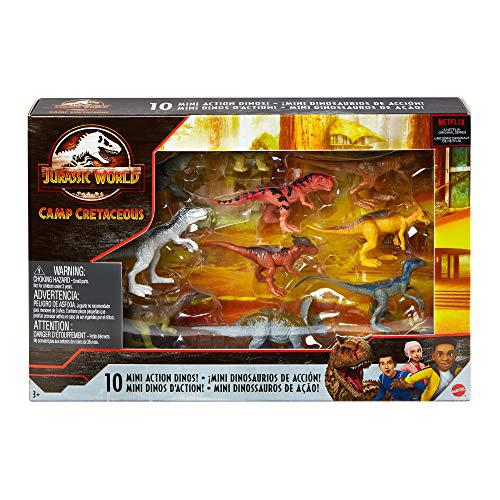 Jurassic World Toys jurassic world camp cretaceous multipack with 10 mini dinosaur action figures, realistic sculpting &a; one or more movable arti
