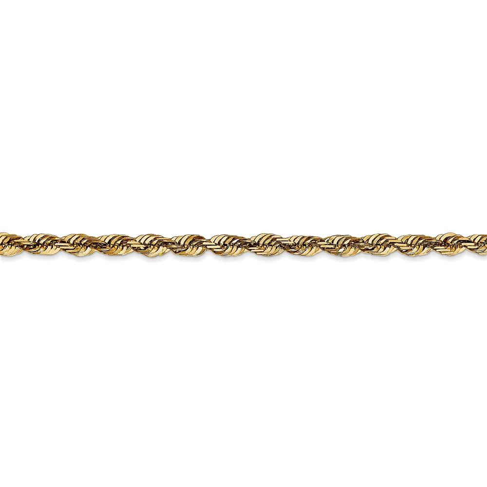 Black Bow Jewelry Company 14k Yellow Gold 4mm Diamond Cut Rope Chain Anklet, 9 Inch