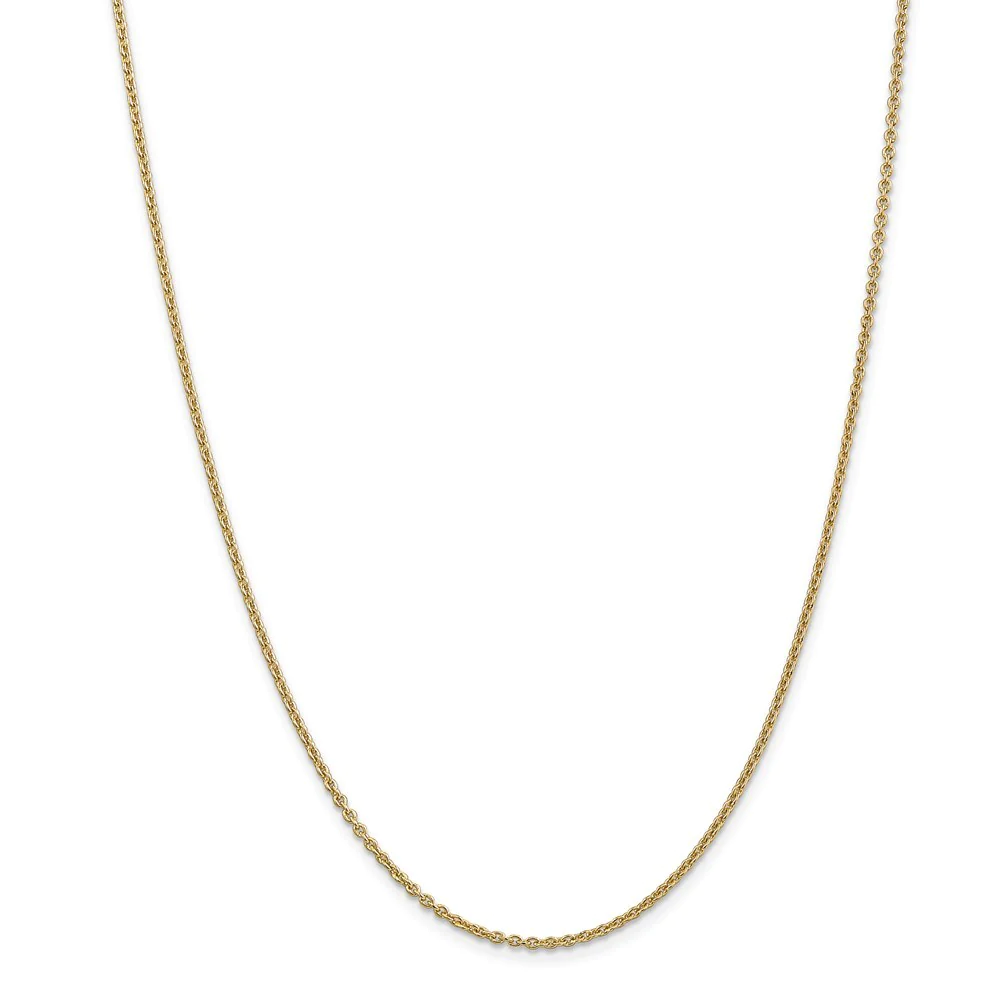 Jewelryweb 14k Yellow Gold 2mm 10in Solid Polished Cable Chain Anklet - 10 Inch - Lobster Claw