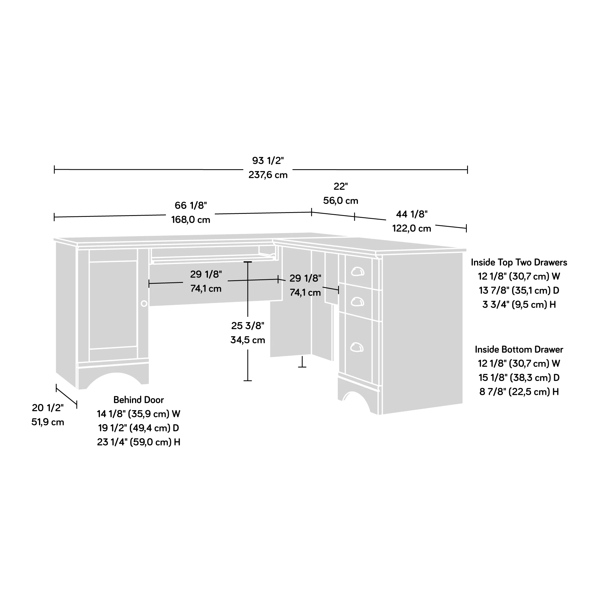 Sauder Harbor View® Corner Computer Desk, Curado Cherry® finish (# 420474)