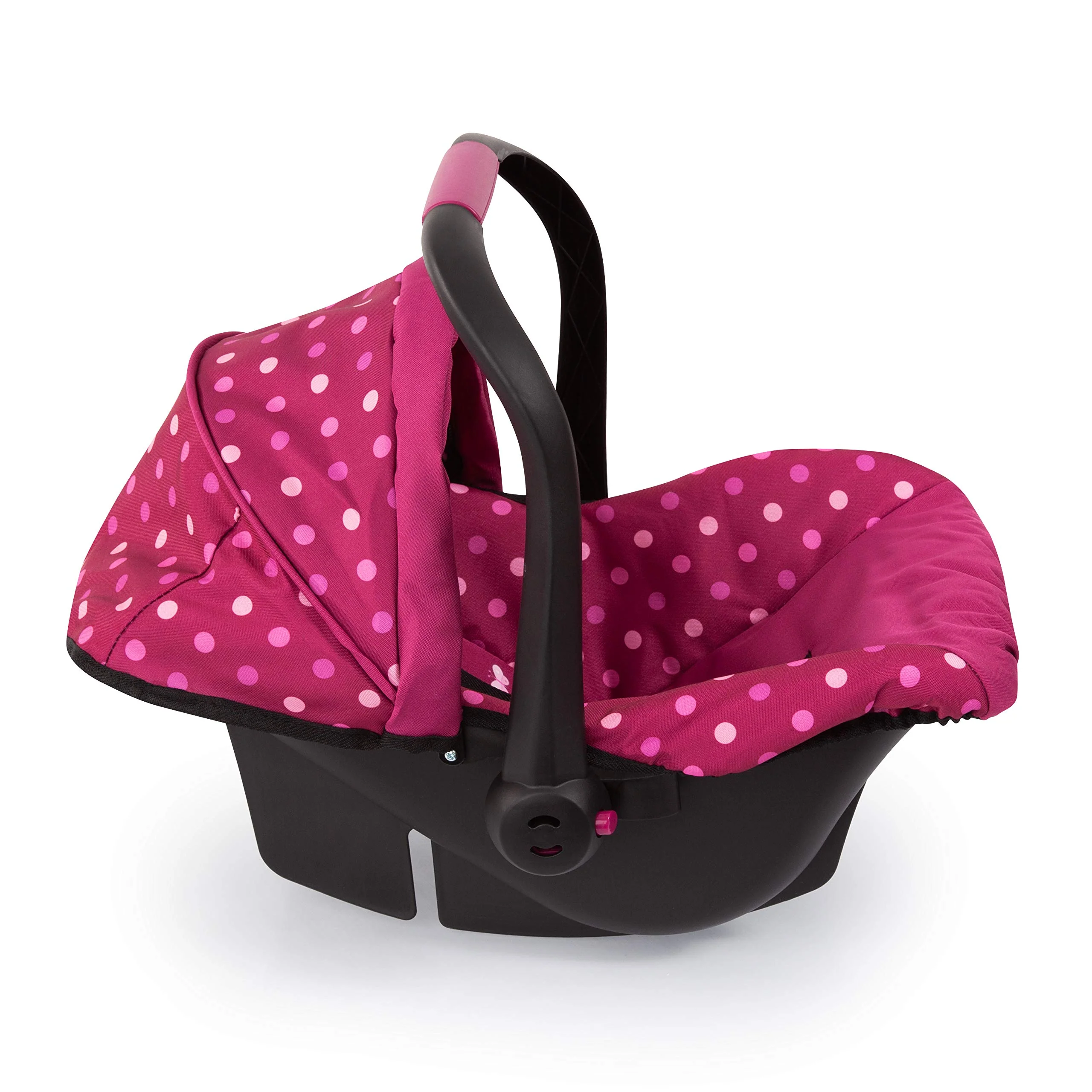 Bayer Design Baby Doll Deluxe car Seat with canopy- Polka dots , Pink