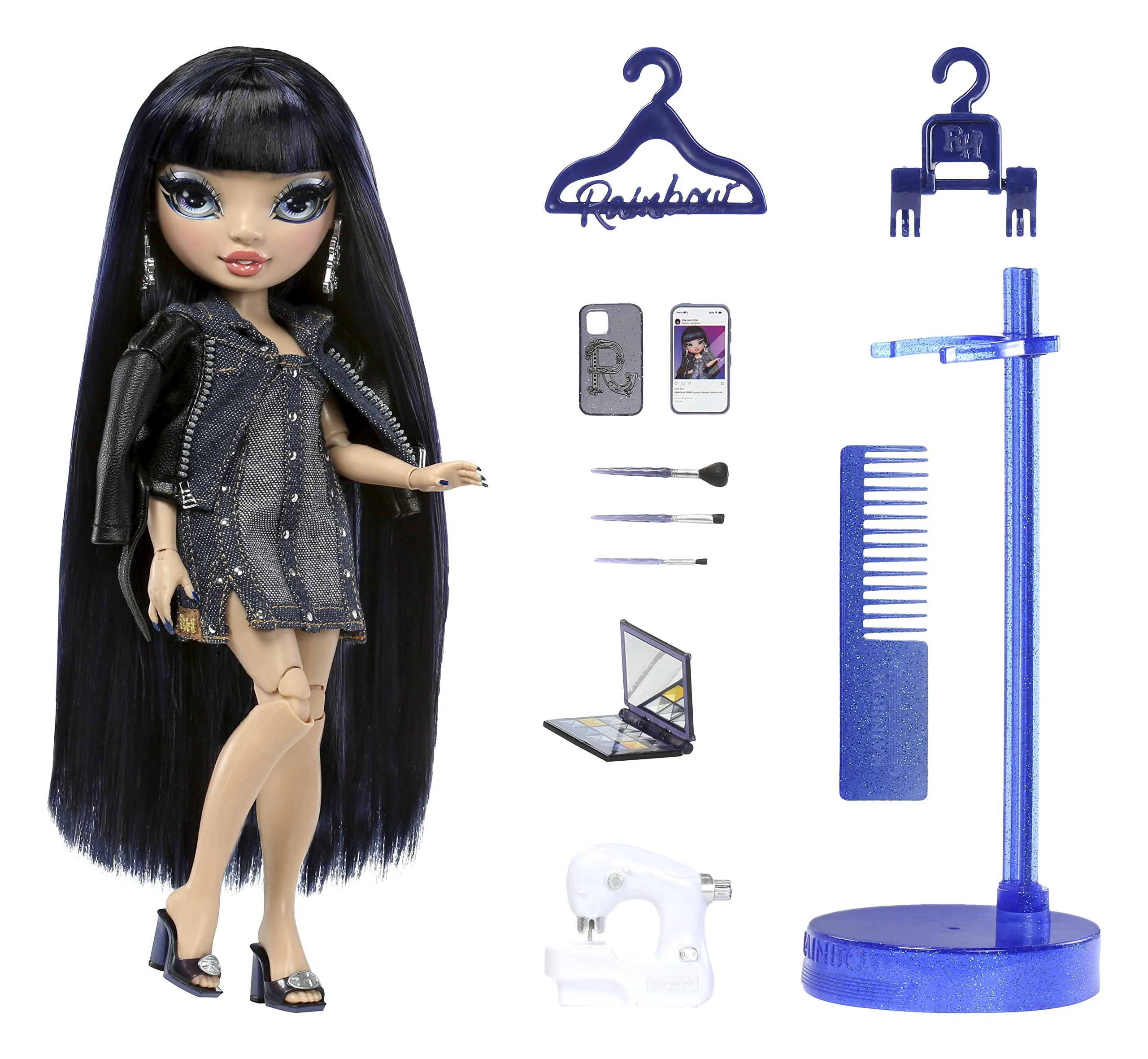 rainbow high kim- denim blue fashion doll. fashionable outfit &a; 10+ colorful play accessories. great gift for kids 4-12 years