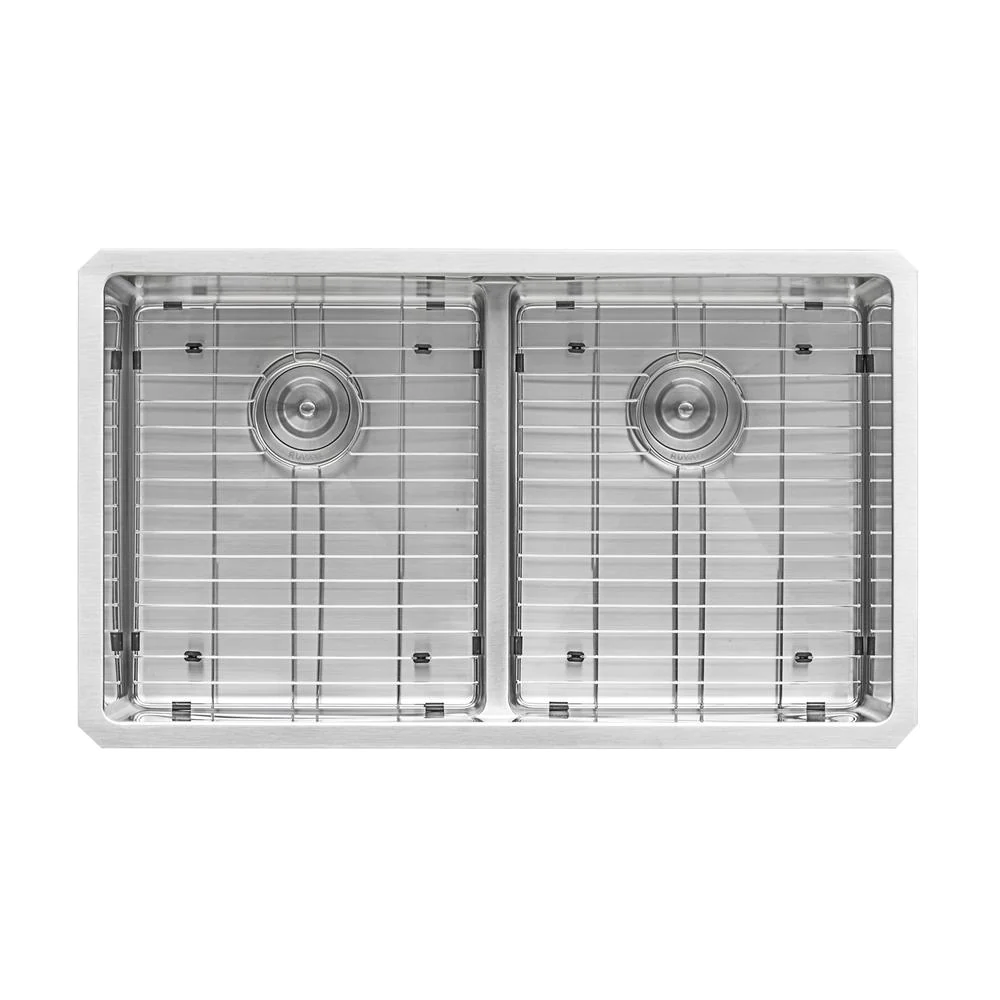 Ruvati 32-inch Low-Divide Undermount Tight Radius 50/50 Double Bowl 16 Gauge Stainless Steel Kitchen Sink - RVH7411