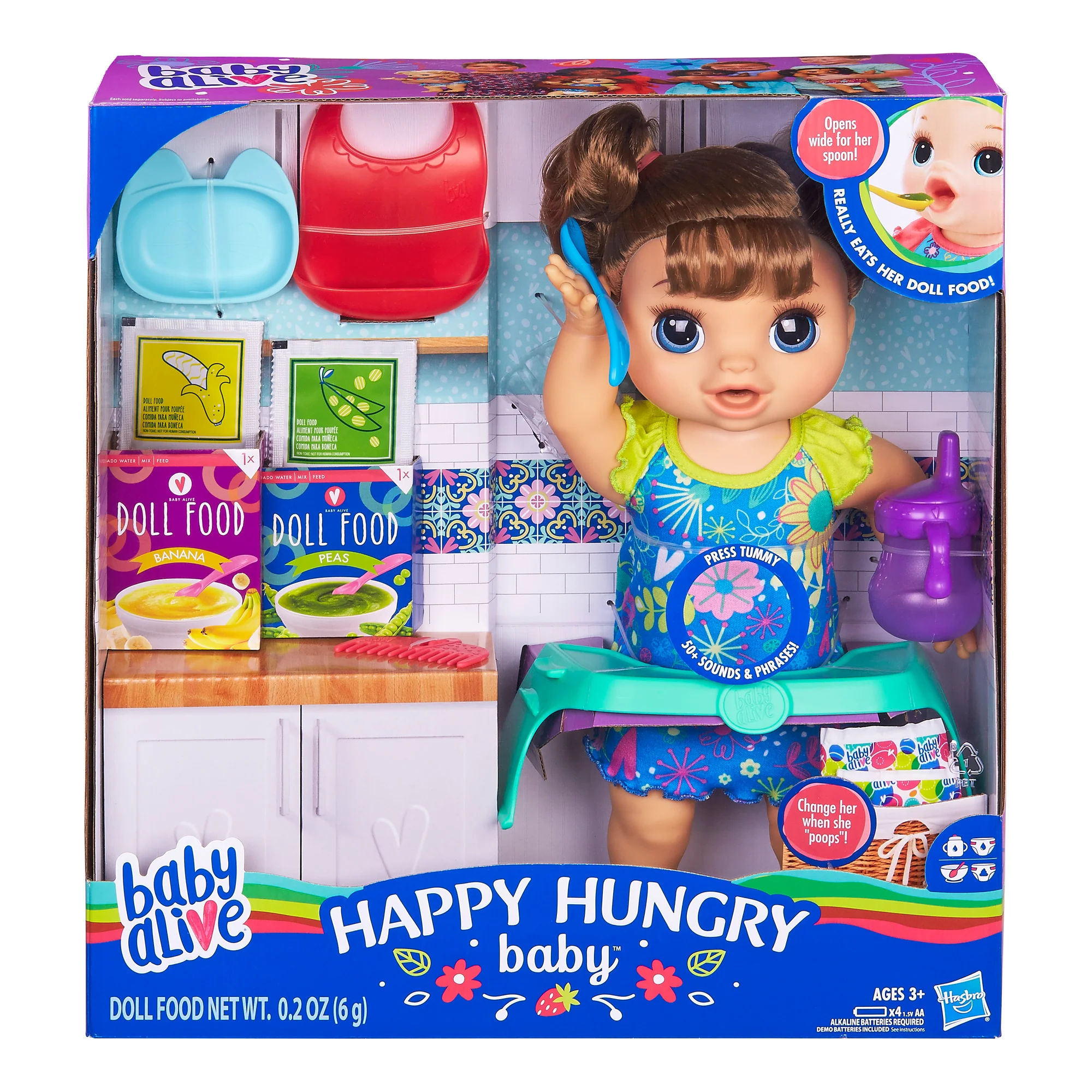 Baby Alive Happy Hungry Baby Brown Straight Hair Doll