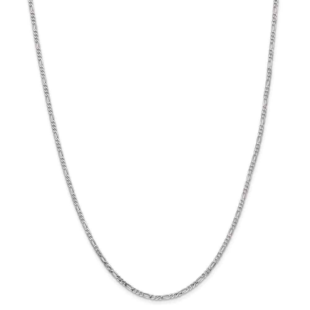Jewelryweb 14k White Gold 2.4mm Flat Figaro Chain Ankle Bracelet - 10 Inch