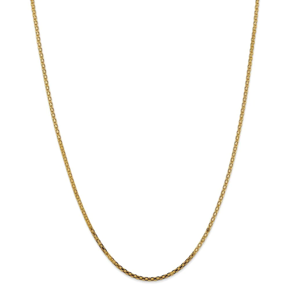 Jewelryweb 14k Yellow Gold 2mm Bismark Chain Ankle Bracelet - 10 Inch