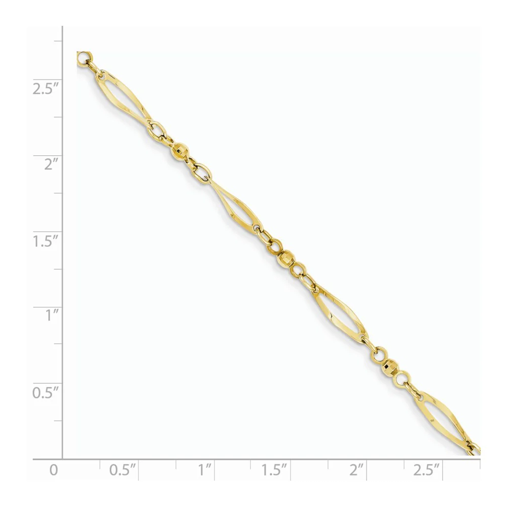 Jewelryweb 14k Yellow Gold Fancy Link Anklet 9 Inch - Lobster Claw