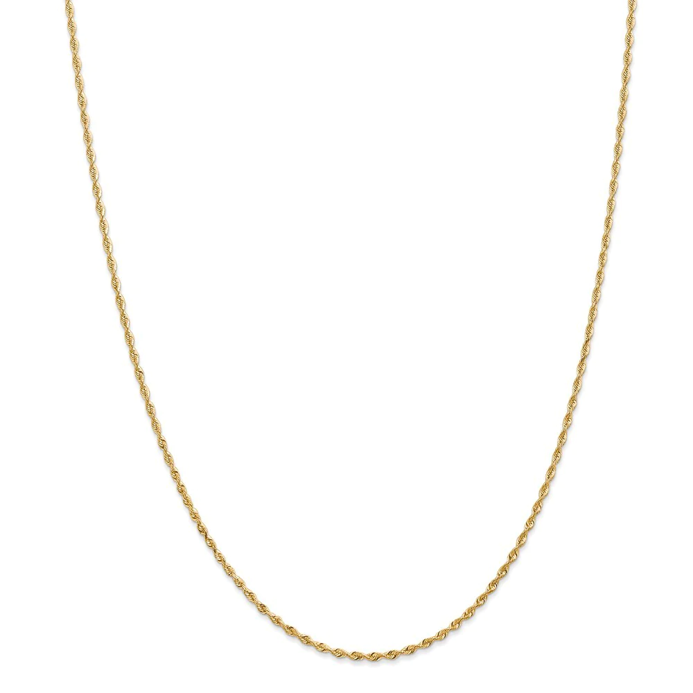 Jewelryweb 14k Yellow Gold 1.84mm Sparkle-Cut Quadruple Rope Chain Ankle Bracelet - 10 Inch