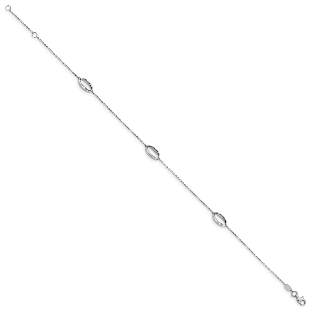 Jewelryweb 14k White Gold Polished With 1 In Ext. Anklet - 10 Inch