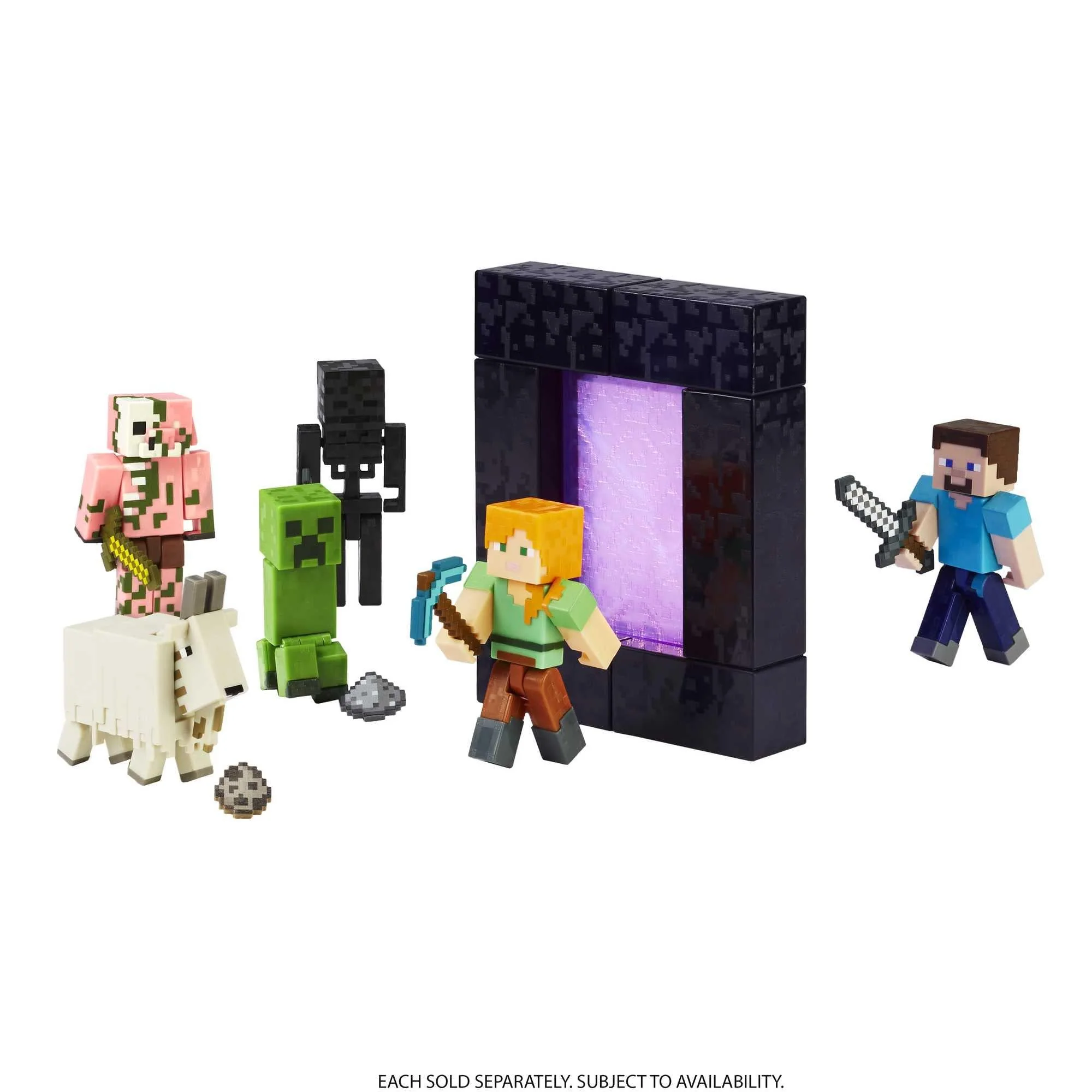 Mattel minecraft steve action figure, 3.25-in, with 1 build-a-portal piece &a; 1 accessory, building toy inspired by video game, colle