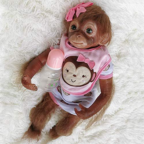 wamdoll 20 inches 51cm realistic lifelike gentle touch reborn monkey baby dolls weighted body very soft silicone vinyl collec