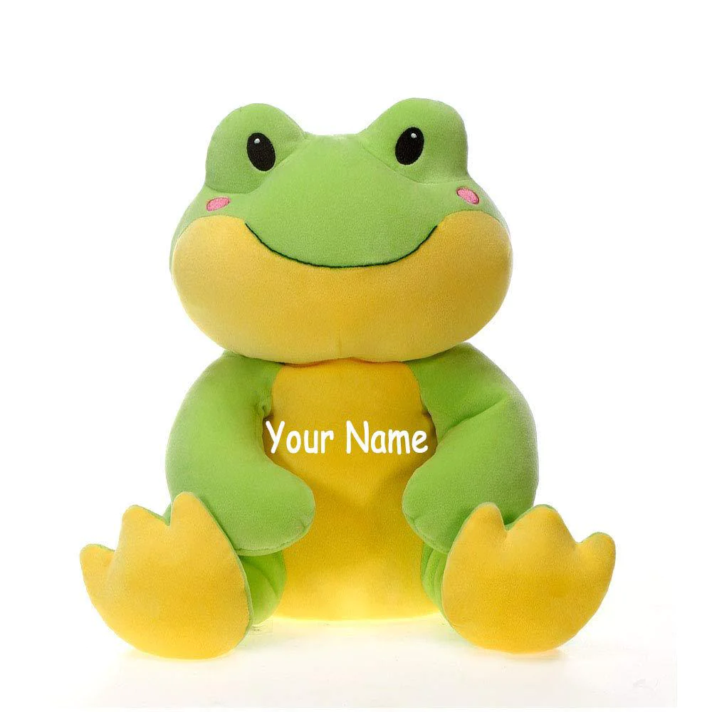 fiesta toys personalized huggy huggables green frog plush stuffed animal toy with custom name - 12 inches