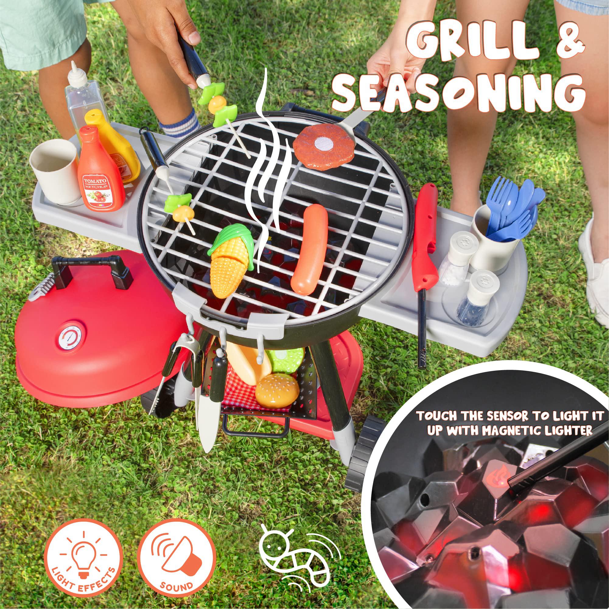 joyin 34 pcs cooking toy set, kitchen toy set, toy bbq grill set, little chef play, kids grill playset interactive bbq toy se