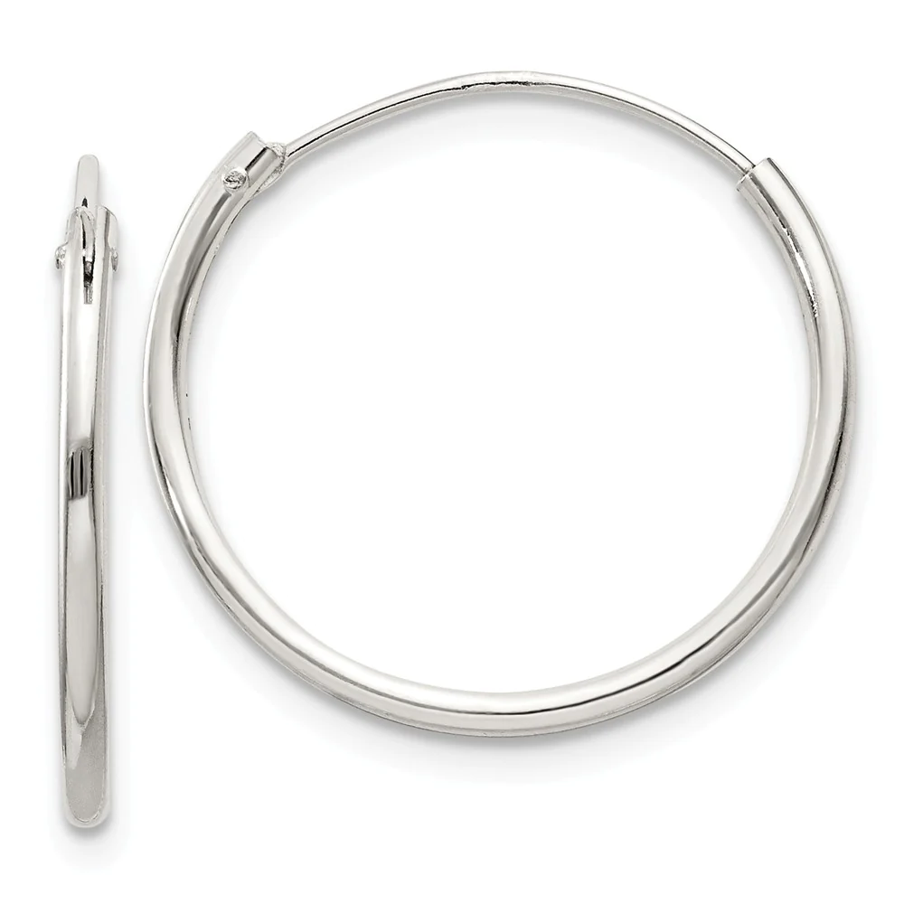 Jewelryweb Sterling Silver 1.3mm Hoop Earrings - Measures 20x20mm Wide 1.3mm Thick
