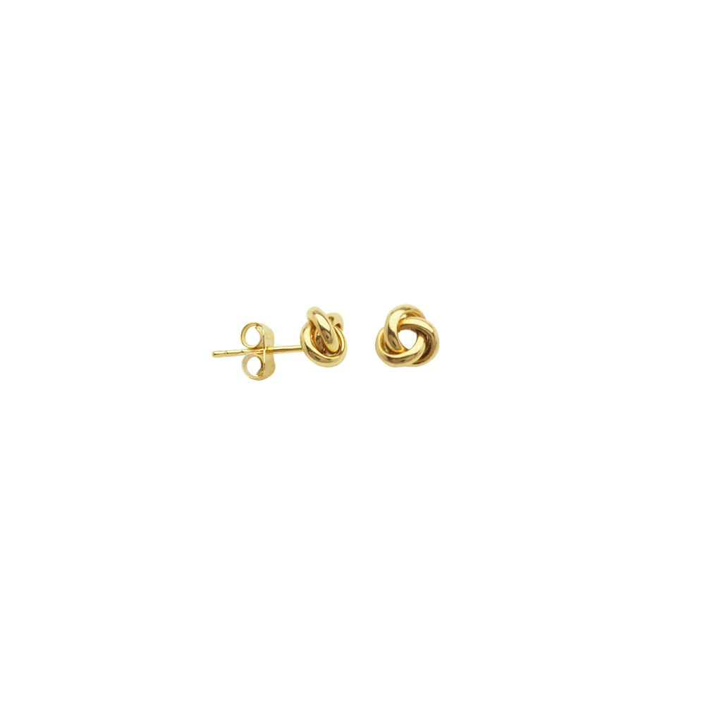 Jewelryweb 10k Yellow Gold High Polish Medium Open 3 Loop Love Knot Post Earrings