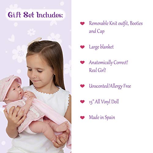 JC Toys La Newborn Real Girl Baby Doll, Rose