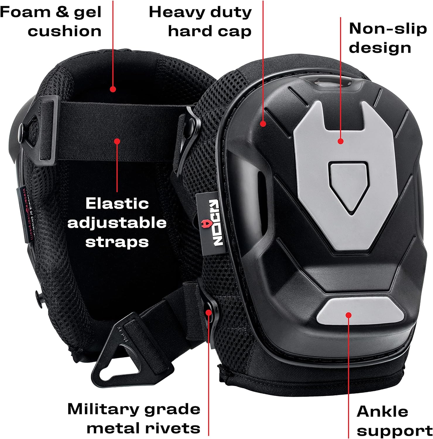 Generic NoCry Professional Knee Pads for Construction Work and Gardening; Enhanced Non-Slip, Anti-Rolling Heavy Duty Cap, Thick Gel Cus