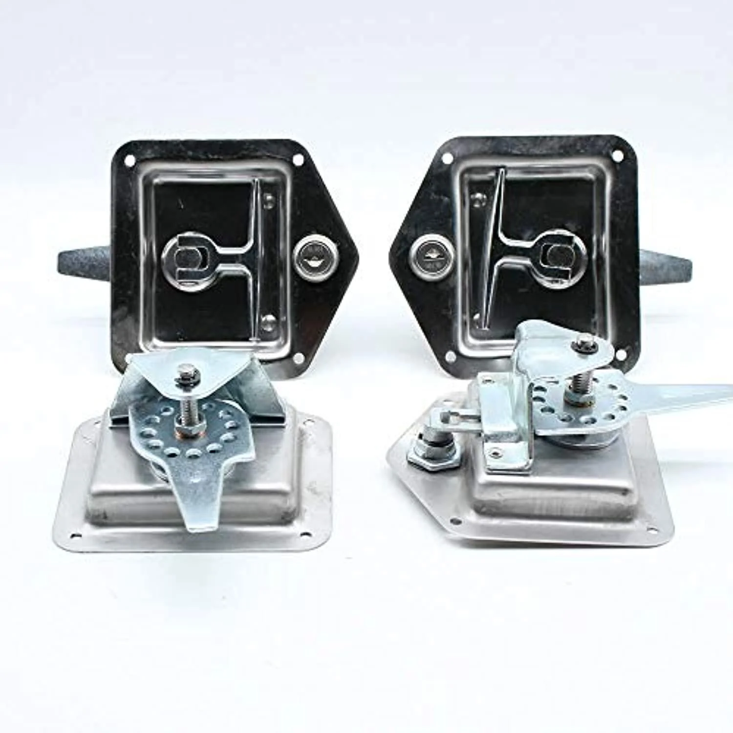 yiyibyus 4 pcs t-handle locking, trailer stainless steel door latch with mounting holes key and waterproof gasket for camper rv truck