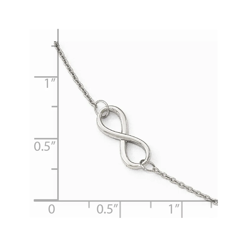 Jewelryweb 14k White Gold Polished Infinity With 1inch Ext. Anklet - 9 Inch - Measures 2.5mm Wide