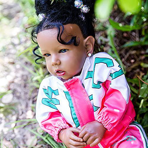 rebornova african american reborn baby dolls,20 inch realistic newborn baby dolls with lifelike soft body silicone limbs birt