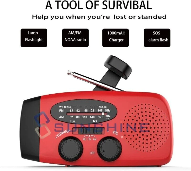 Great Choice Products Upgrade Portable Solar Emergency Weather Radio Survival Hand Crank Am/Fm Noaa