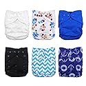 Babygoal Cloth Diaper Covers for Fitted Diapers and Prefolds with Double Gusset,Adjustable Reusable for Baby Boys, 6pcs Covers+O