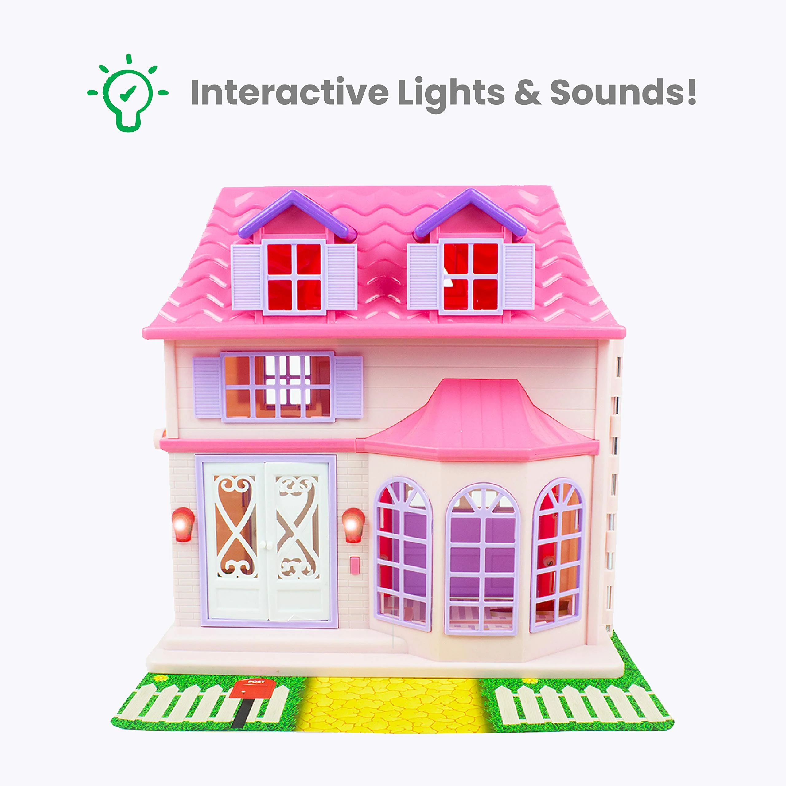 Boley American Doll House - 21 Pc Kids &a; Toddler Toy House Playset with Small Furniture &a; Dolls