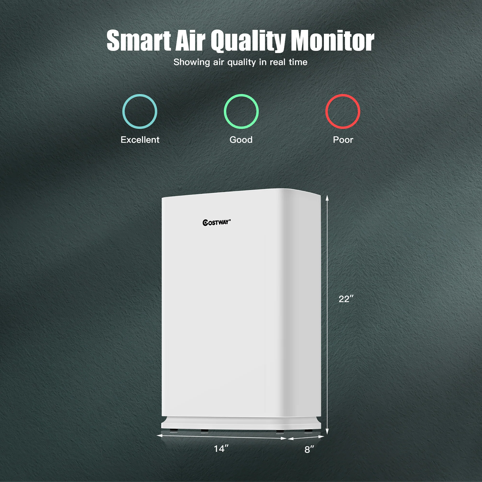 Costway Air Purifier True HEPA Filter Carbon Filter Air Cleaner Home Office 800 sq.ft