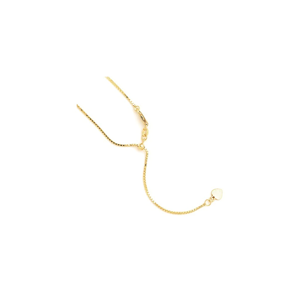 Jewelryweb 14k Yellow Gold Adjustable Box Chain Necklace - 11 Inch - Measures 7mm Wide
