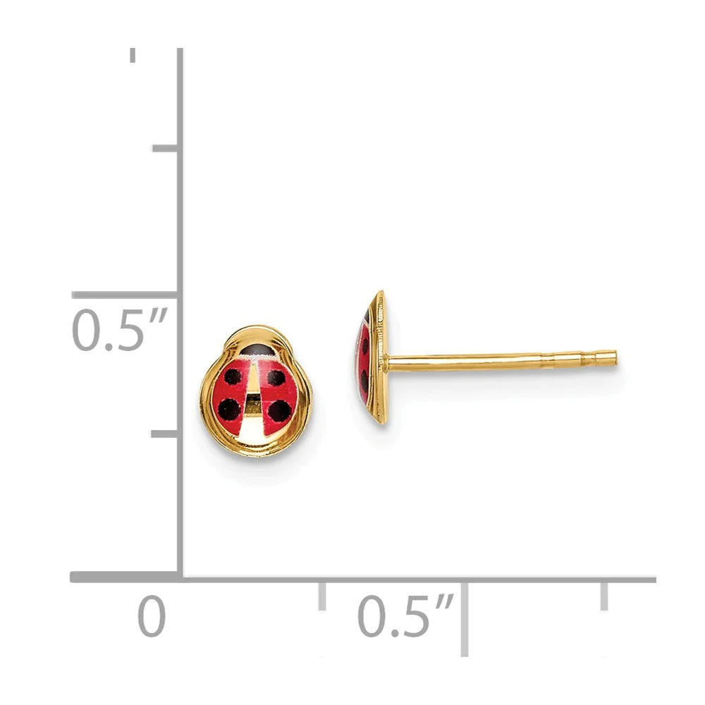 Jewelryweb 14k Madi K Enamel Ladybug Post Earrings - Measures 6.3mm long