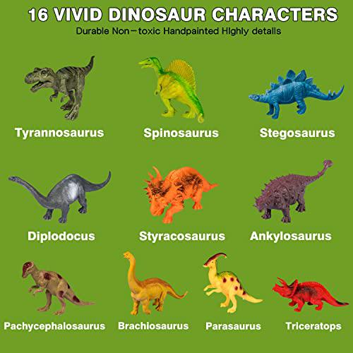 TOYK dinosaur toys playset with activity play mat for kids,realistic dinosaur figures, trees,creating a dino world including, birt