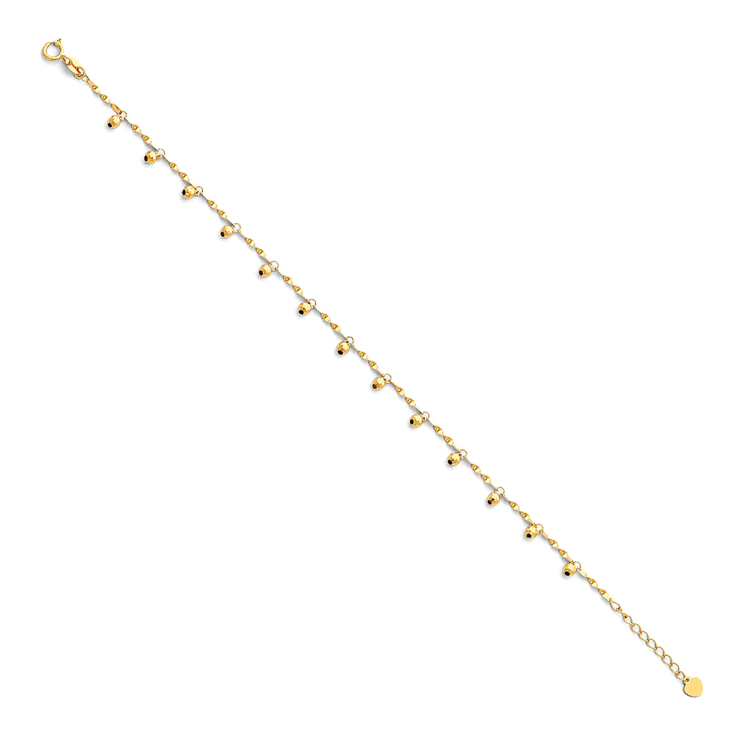 Jewelryweb 14k Gold Light Anklet +1 Inch - 9 Inch