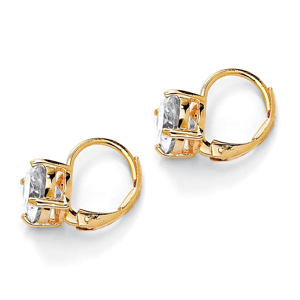 PalmBeach Jewelry 4 TCW Round Cubic Zirconia Drop Earrings 14k Gold-Plated