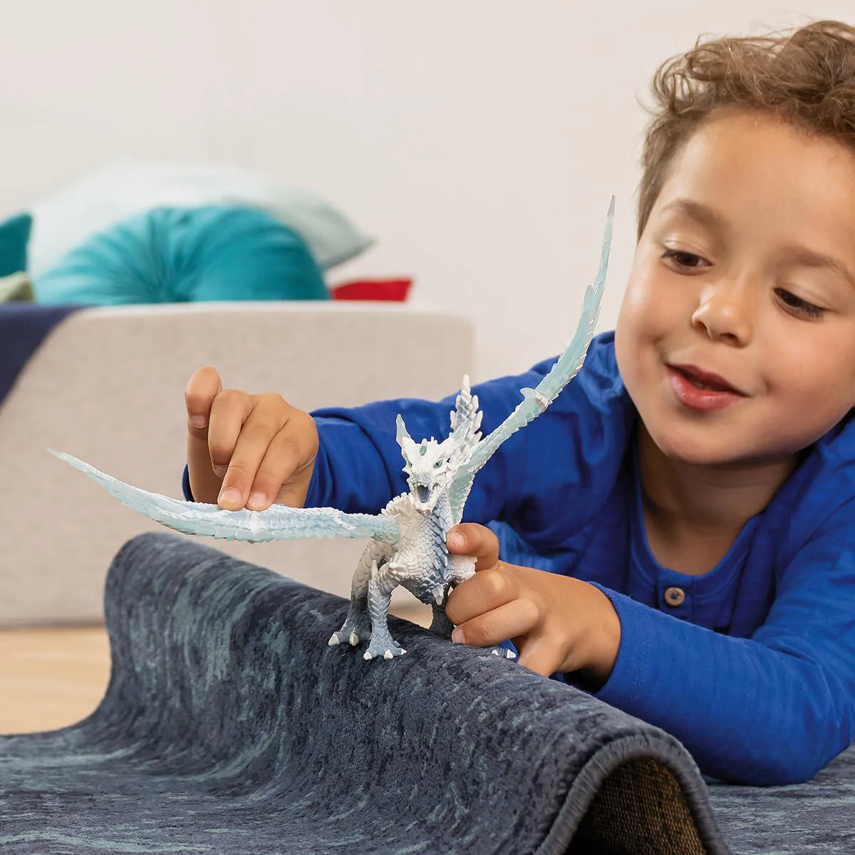 schleich eldrador creatures ice dragon toy action figure for kids ages 7-12,blue, white