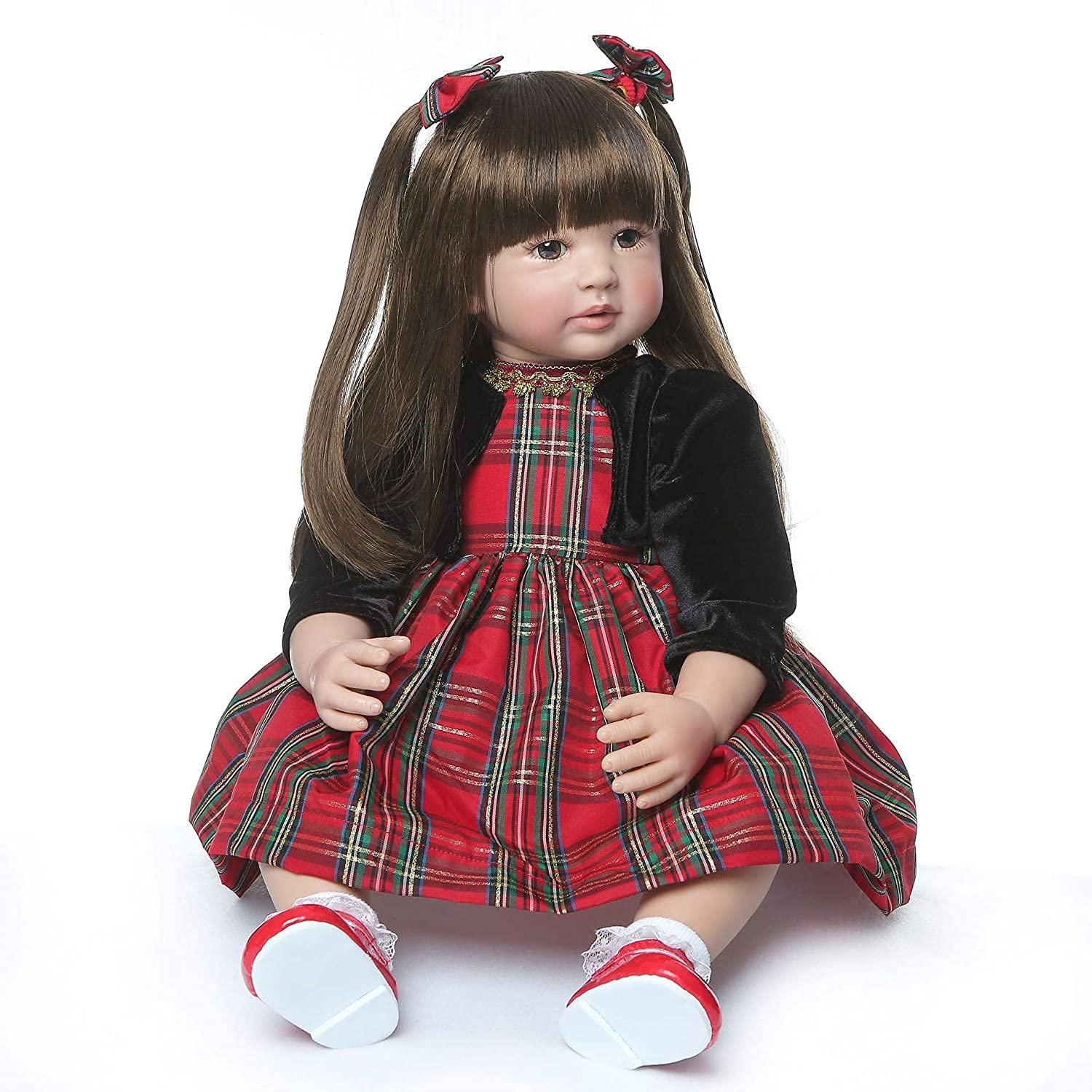 GAOZHI reborn toddler dolls realistic girl 24 inch real looking soft silicone limbs and head soft cloth weighted body cute baby doll